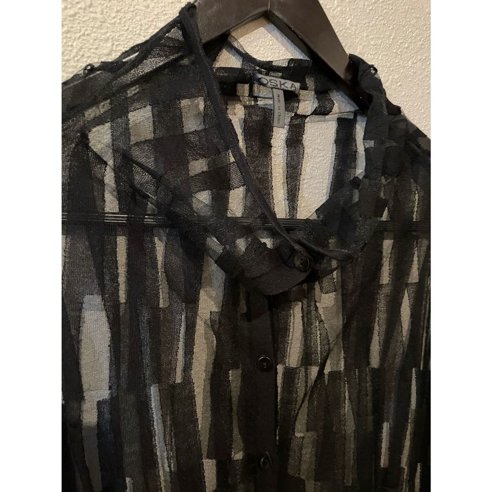 Oska black sheer button up top - Picture 4 of 6